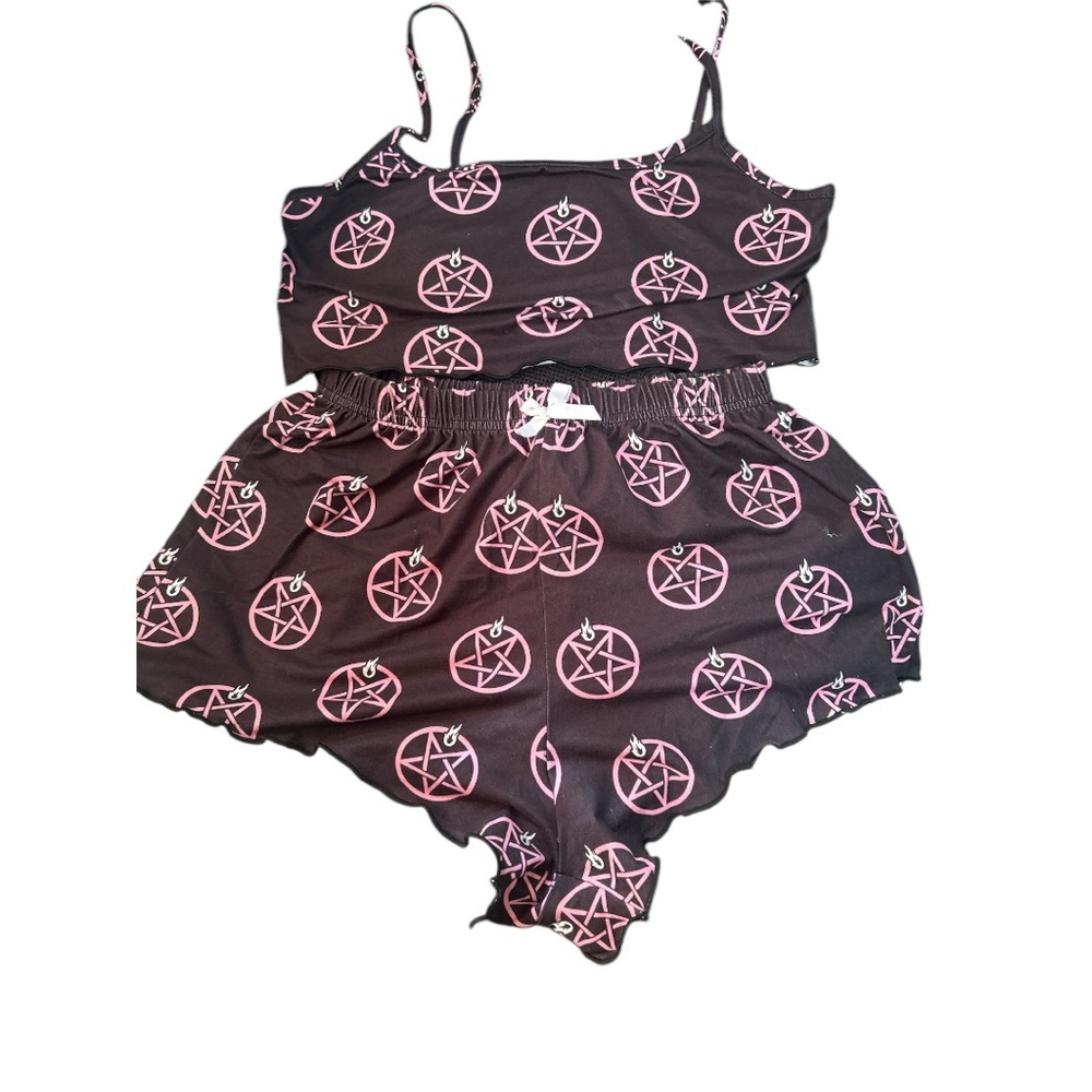 Cropped Spaghetti Strap Top And Shorts Pj Set